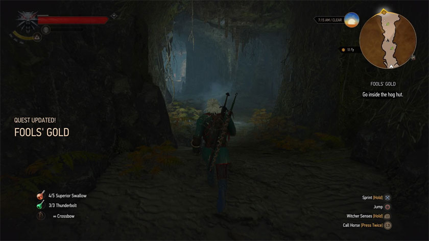 Pursuing a quest in The Witcher 3