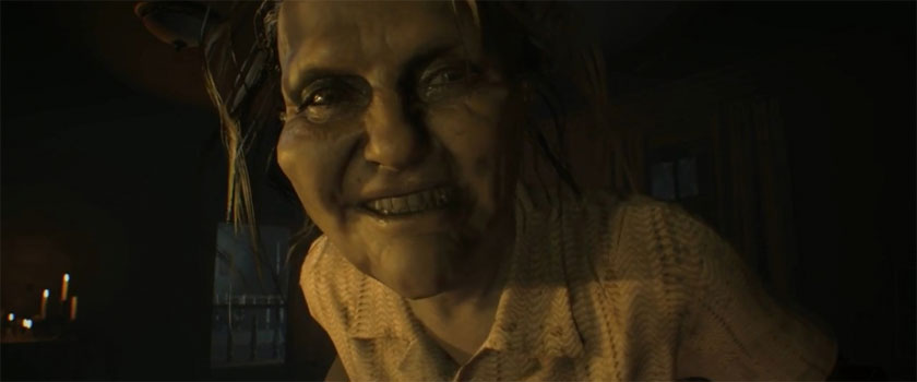 A close-up of Marguerite Baker from Resident Evil VII